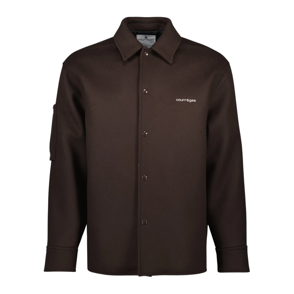 Courrèges Mannelijk Bruin Jassen Heren, L, Wol, E Wollen Overshirt Herfst-Winter 2025
