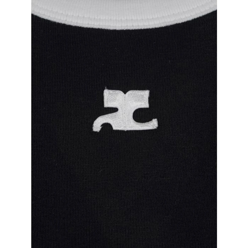 Courrèges Contrast Tee in Katoen Black Dames