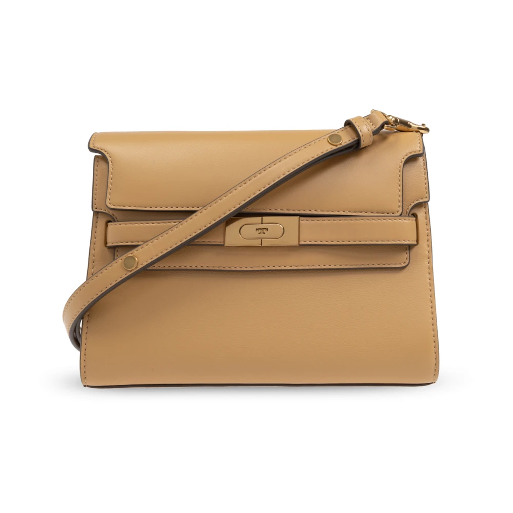 TORY BURCH Stijlvolle Camel Leren Schoudertas Brown Dames