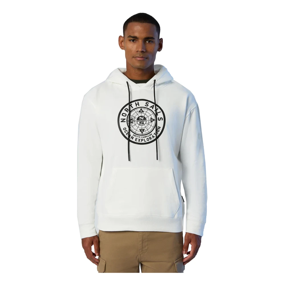 North Sails Organisch katoenen hoodie met grafische print White Heren