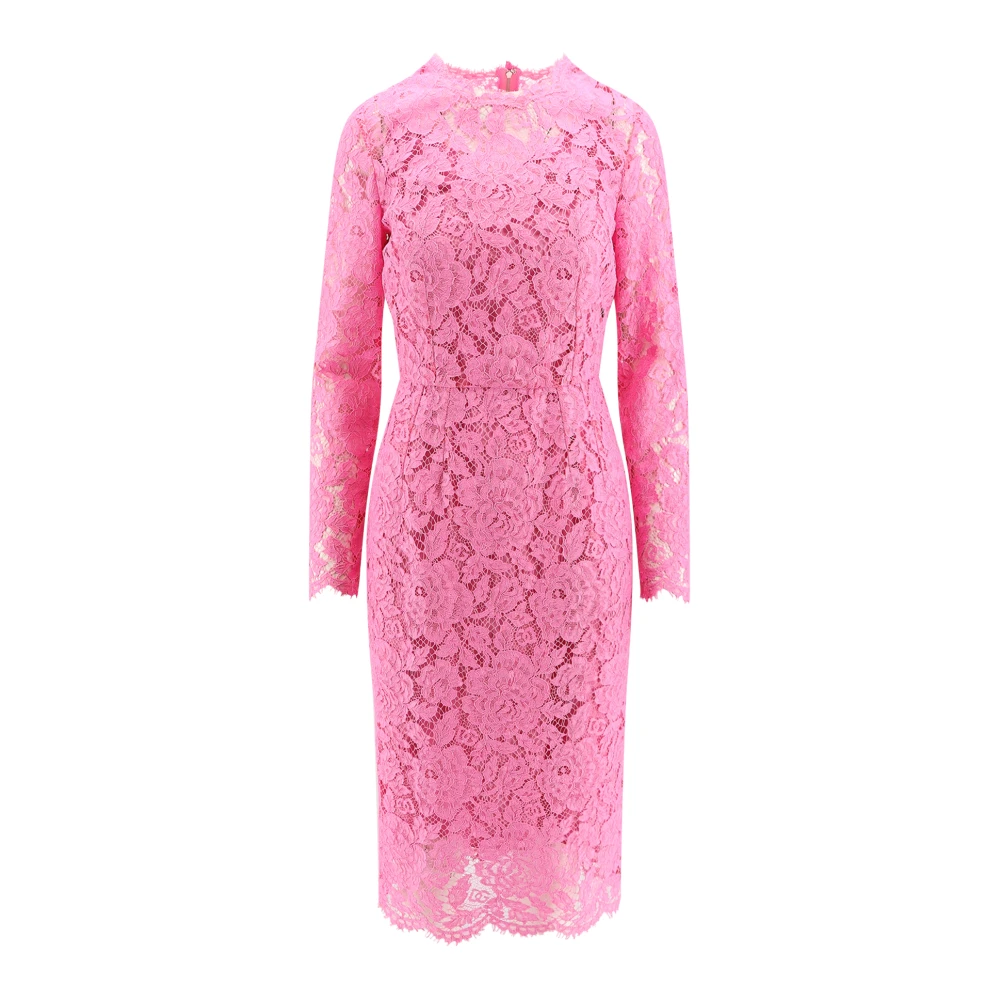 Dolce & Gabbana Roze V-Hals Jurk Pink Dames