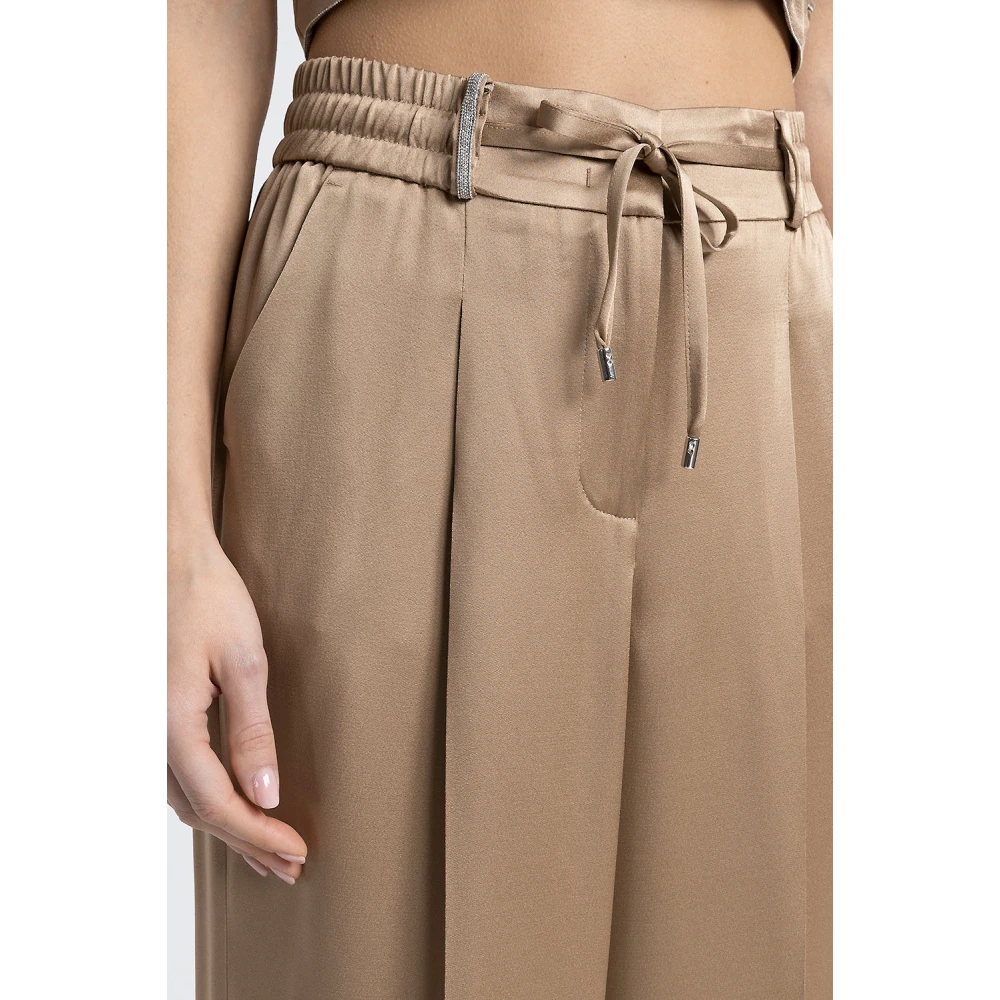 PESERICO Satin palazzo broek Brown Dames