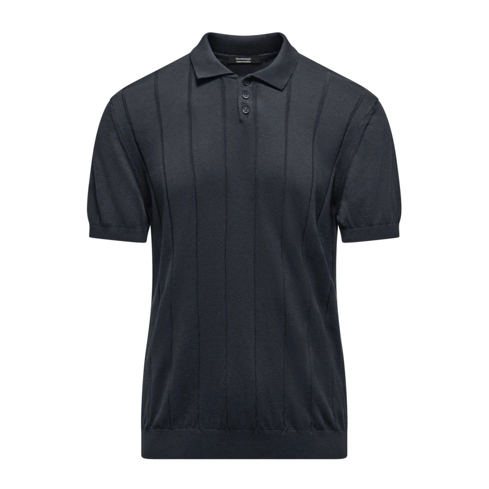 BomBoogie Katoenen trui met brede geribbelde kraag Blue Heren