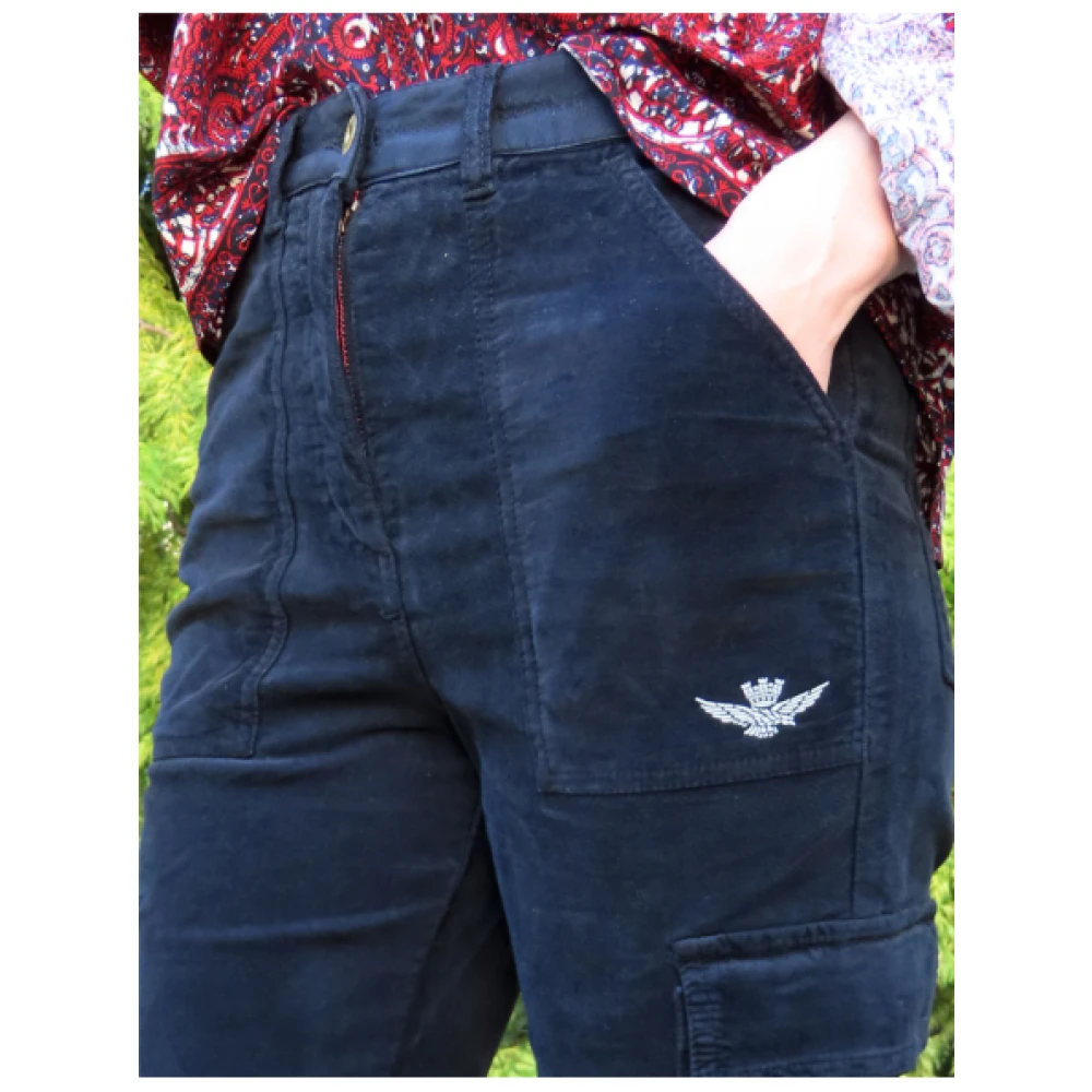 aeronautica militare Cargo Velours Broek Zwart Black Dames