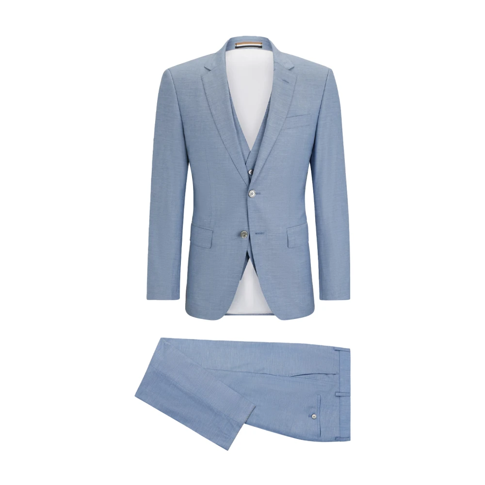 Hugo Boss Stijlvol Slim Fit Driedelig Pak Blue Heren