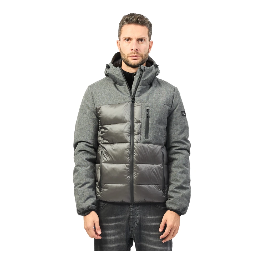 YES ZEE Grijze gewatteerde jas met softshell inzetstukken Gray Heren