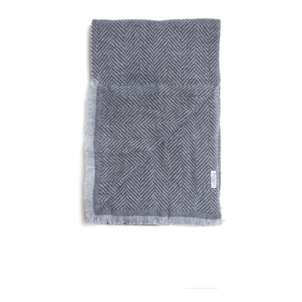 BRUNELLO CUCINELLI Grijze Cashmere Sjaal met Franjes Gray Heren