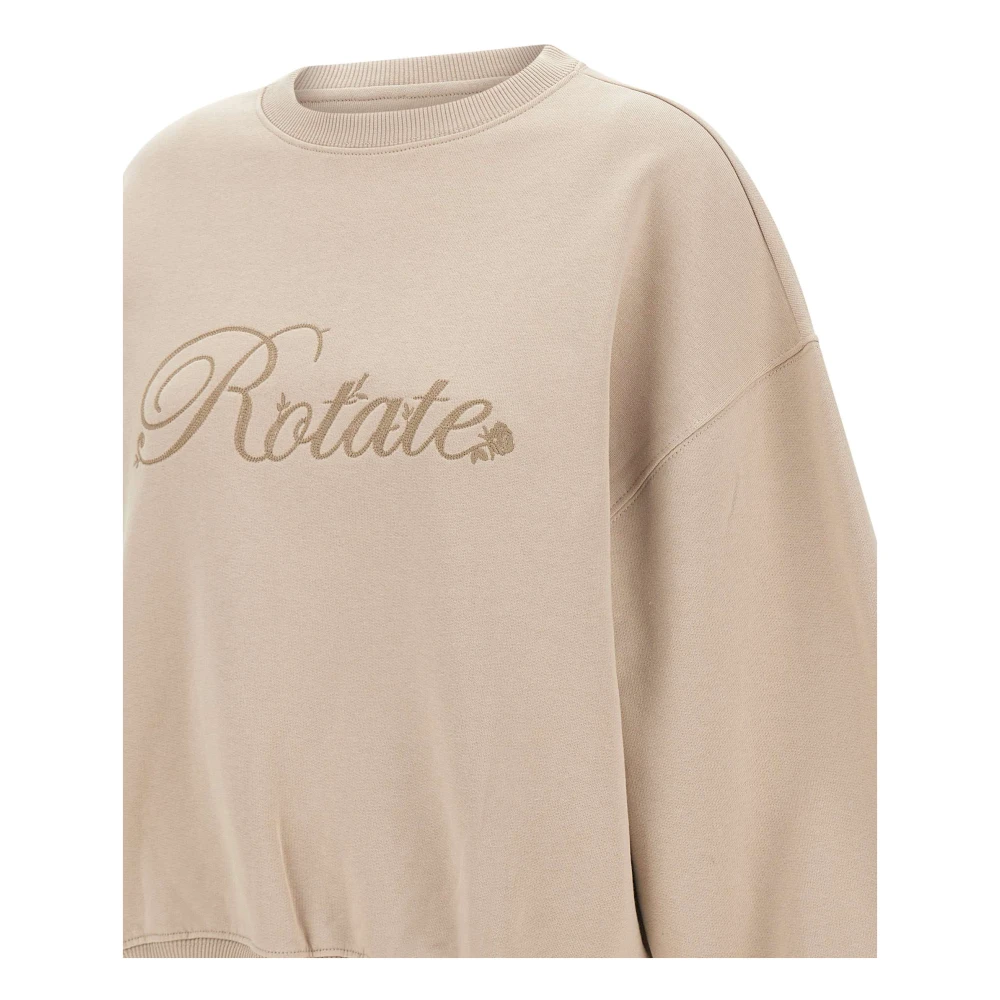 Rotate Birger Christensen Beige katoenen sweatshirt met logo-borduursel Beige Dames