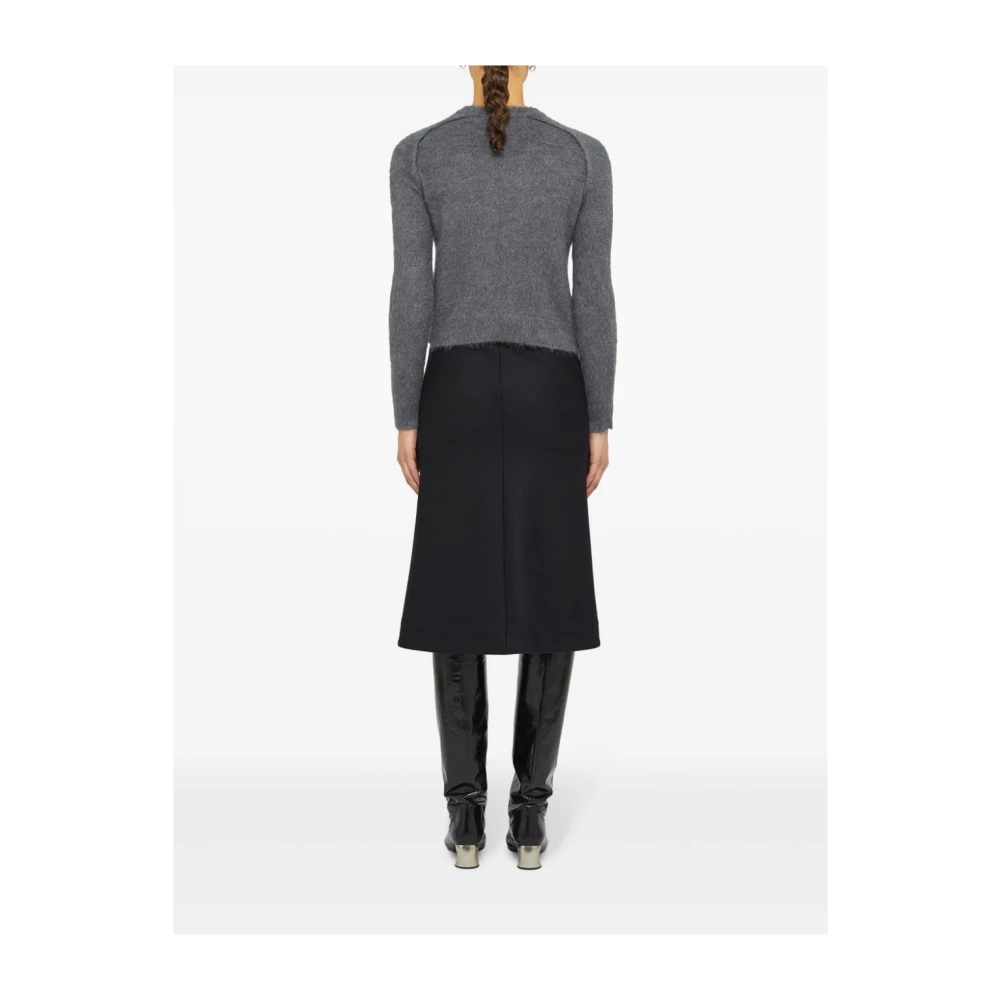 Jil Sander Grijze Crewneck Wol Zijde Trui Gray Dames