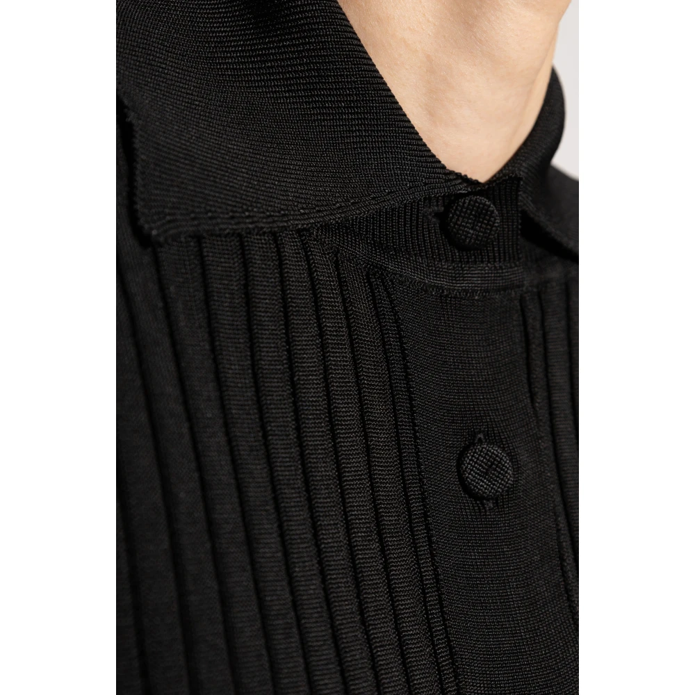Jil Sander Geribbeld poloshirt Black Dames