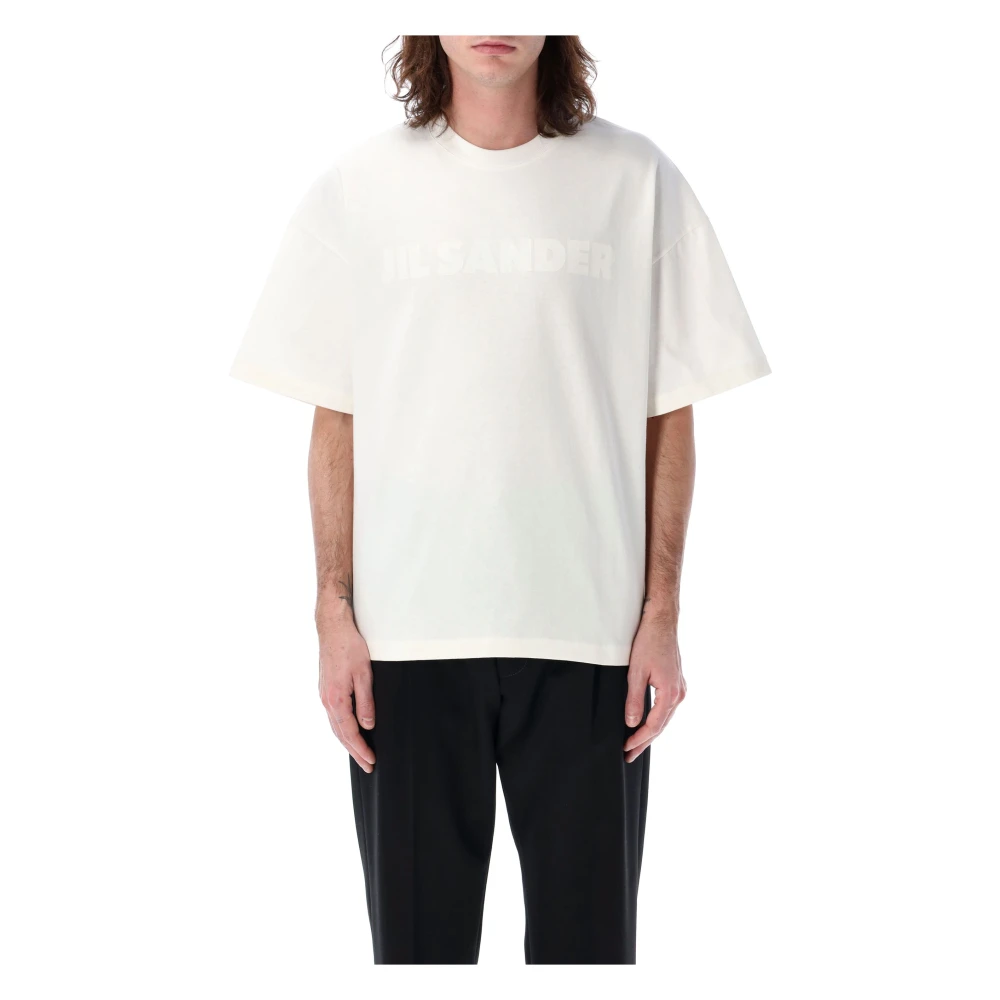 Jil Sander Porselein Katoenen Logo T-shirt Oversized White Heren