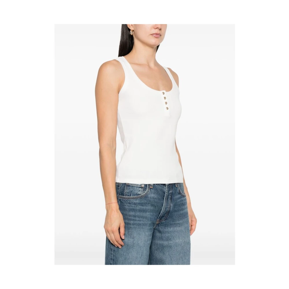 Anine Bing Witte Geribbelde Mouwloze Top White Dames