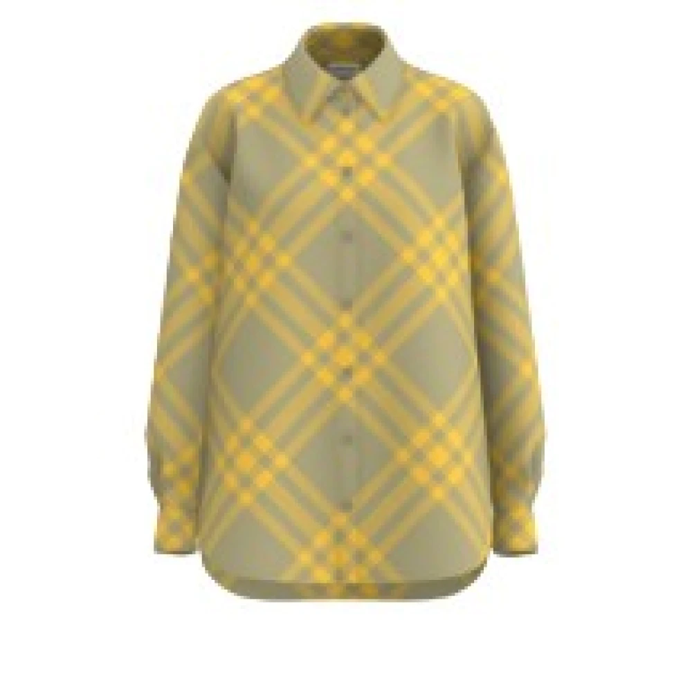 Burberry Geruite Katoenen Overhemd Yellow Dames