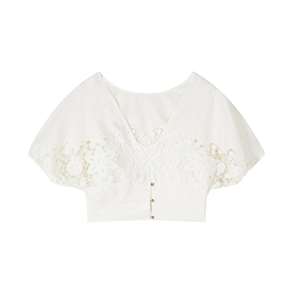 Patrizia Pepe Donna Bianco - Top In Pizzo Macramè - Blouses & Shirts - S