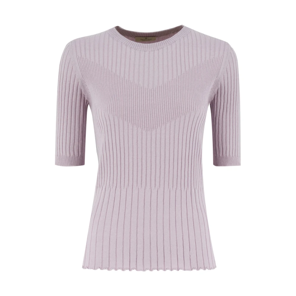 Panicale Zijde en Katoen Blend Crew Neck Sweater Purple Dames