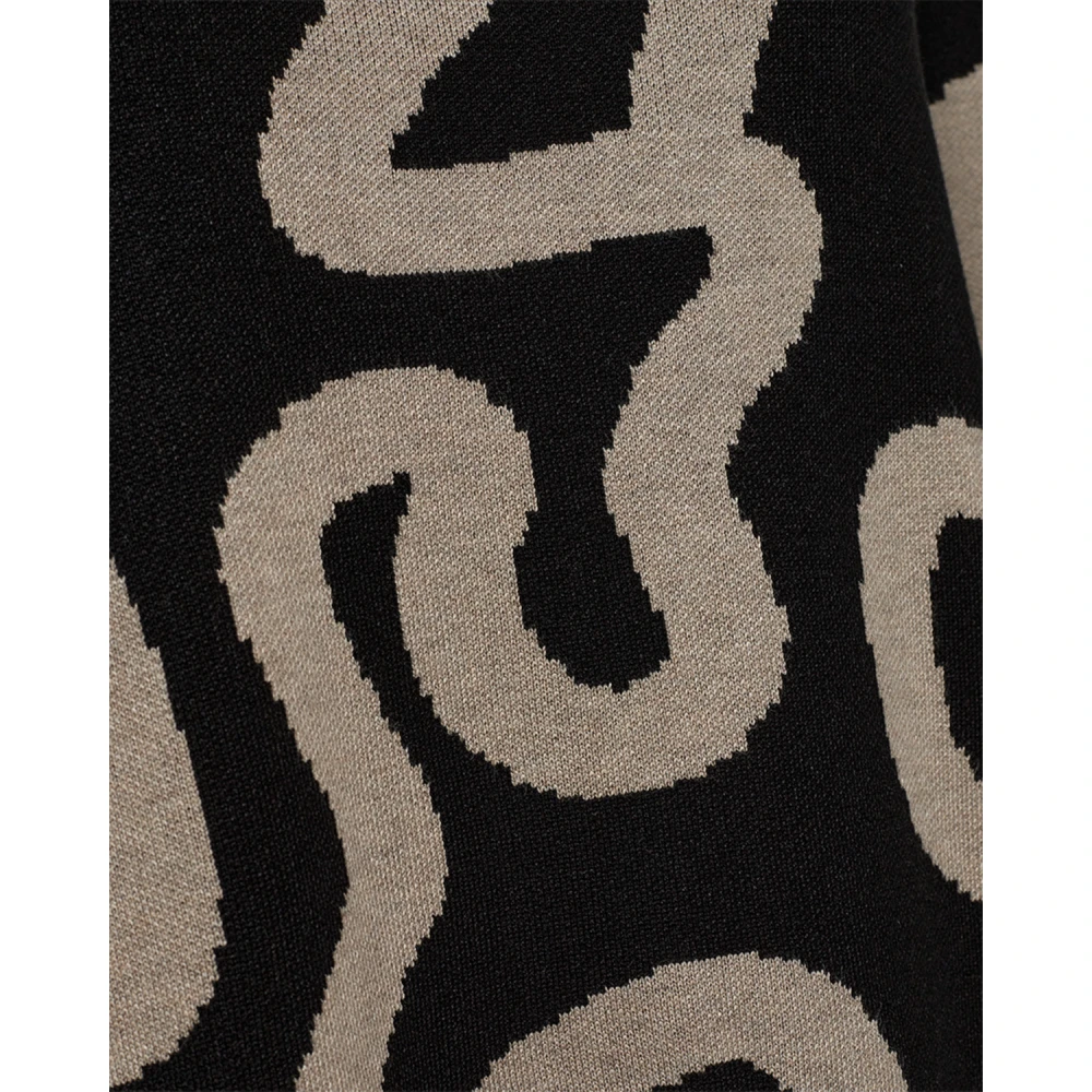 Freequent Gebreide Midi Jurk met Ronde Hals Black Dames
