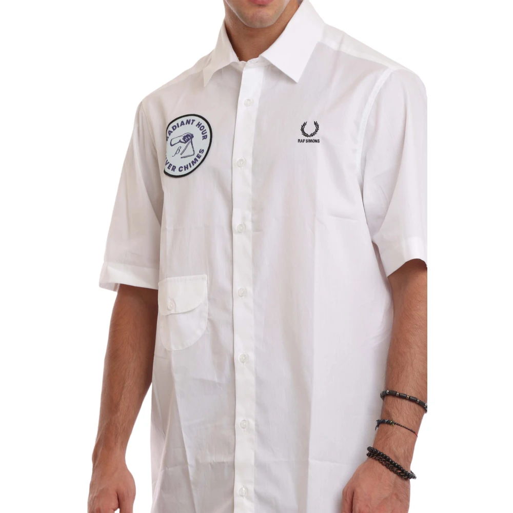 Fred Perry Patch Korte Mouwen Shirt in Wit White Heren
