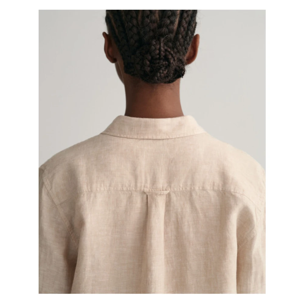 Gant Reguliere Linnen Chambray Overhemd Beige Dames