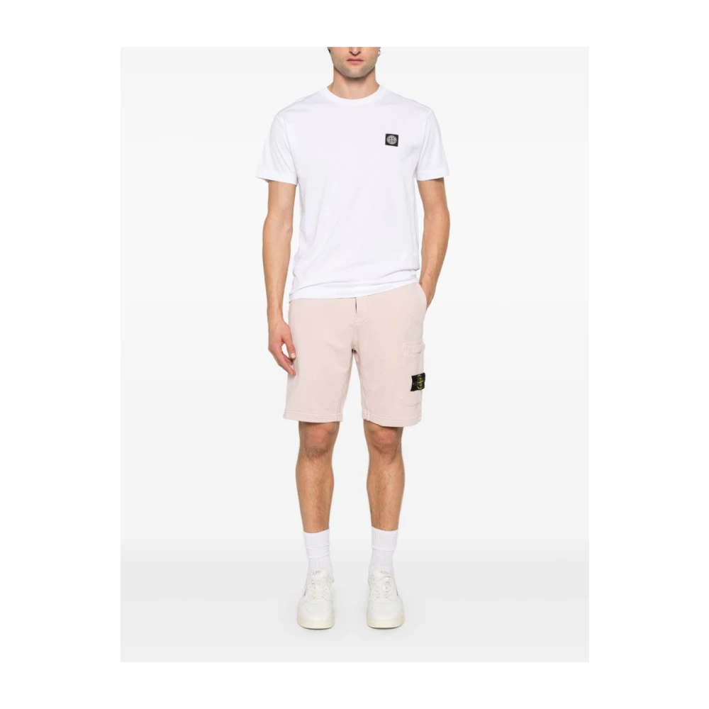 Stone Island Wit T-shirt met kompas motief White Heren