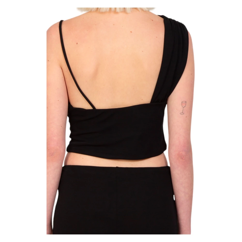 pinko Asymmetrische Crepe Top in Z99 Black Dames