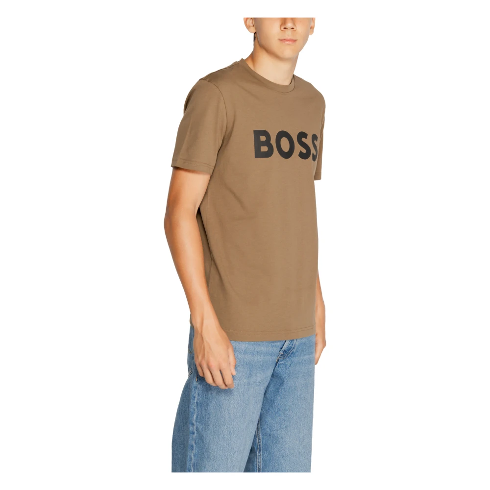 Hugo Boss Herfst Winter Katoenen T-Shirt Collectie Brown Heren