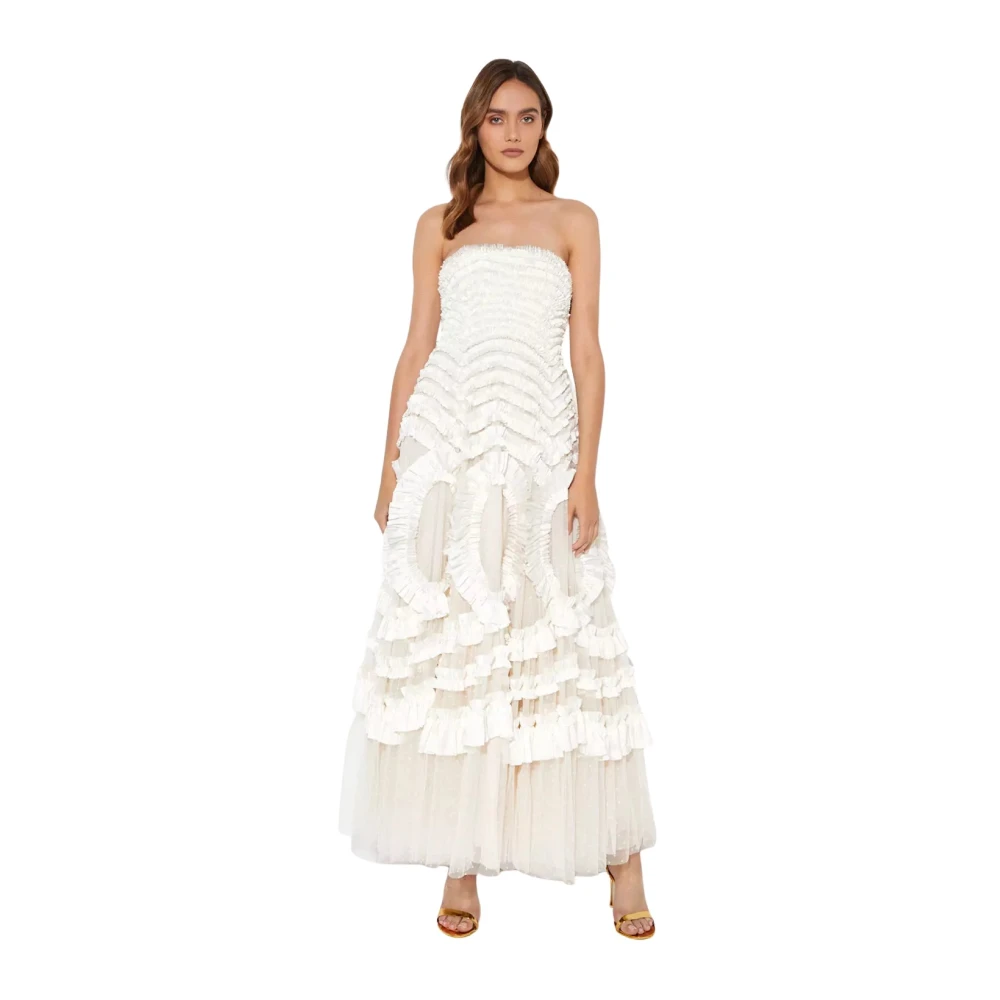 Needle & Thread Crème Hyacinth Maxi Strapless Jurk White Dames
