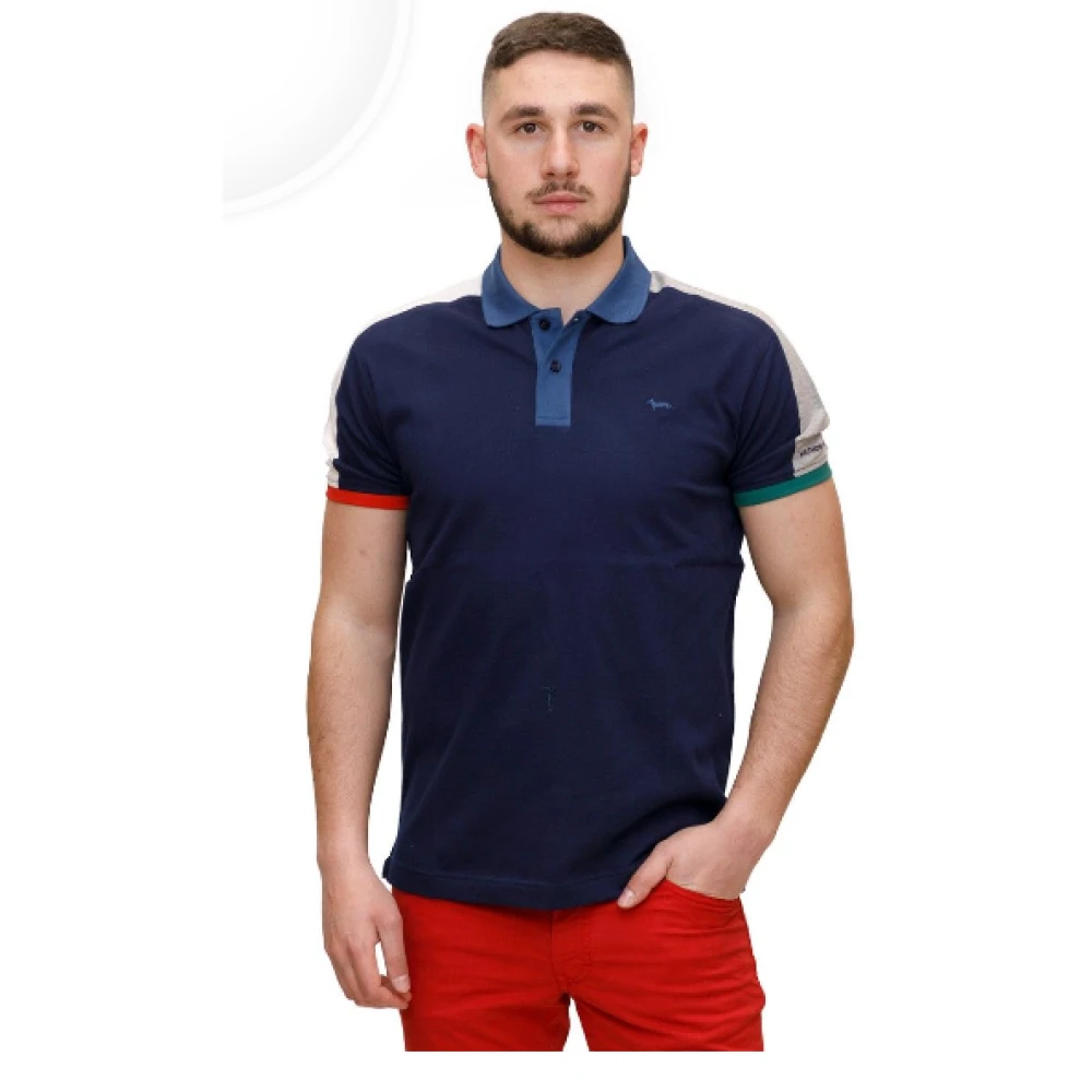 Harmont & Blaine Men's Blue Polo Shirts, M, Polo Shirt With Contrast Details