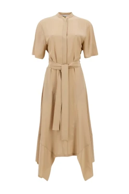 Beige Silkeskjortklänning