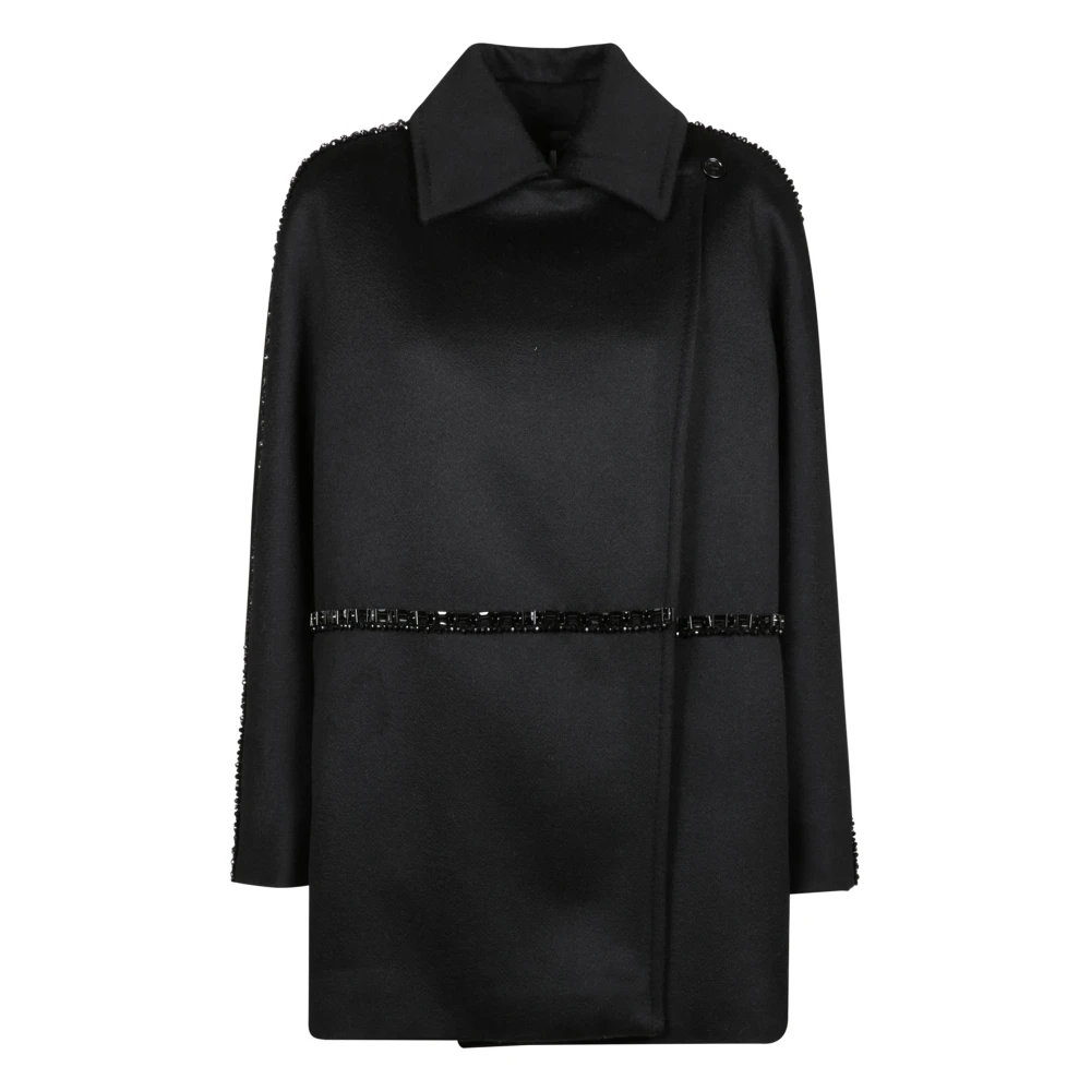 Max Mara Elegante Zwarte Korte Jas Black Dames