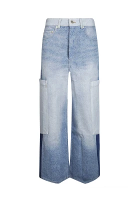Patchwork Denim Baggy Cargo Jeans