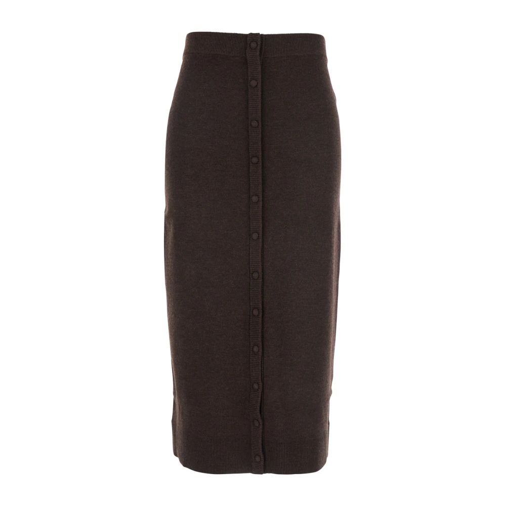 Victoria Beckham Women's Brown Button Detail Midi Skirt - Midi Skirts - S - Skirts