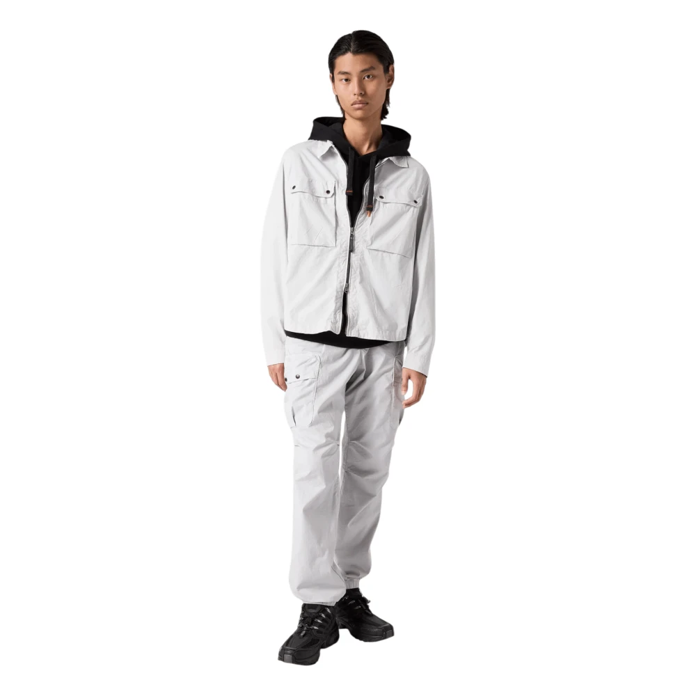 Parajumpers Gabardine Katoenen Overshirt in Zilver White Heren