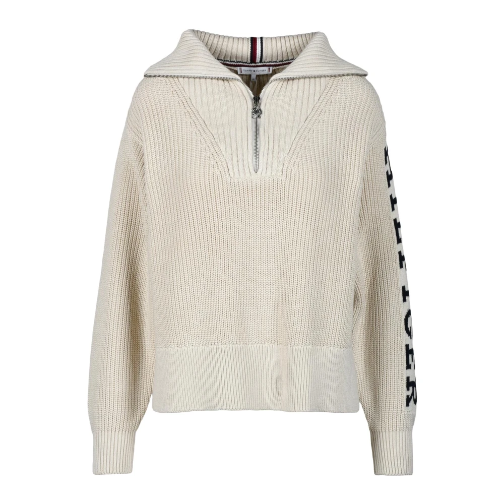 Tommy Hilfiger Katoenen Gebreide Trui Beige Dames