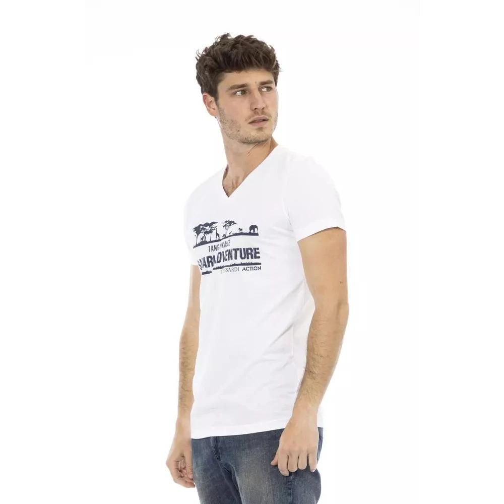 Trussardi Artistieke V-hals T-shirt White Heren