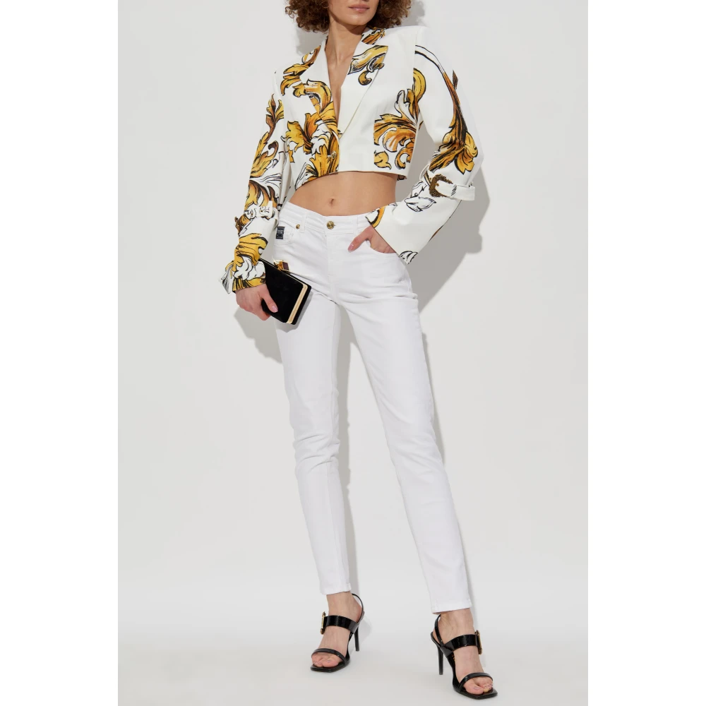 Versace Jeans Couture Korte jas met Barocco-print White Dames