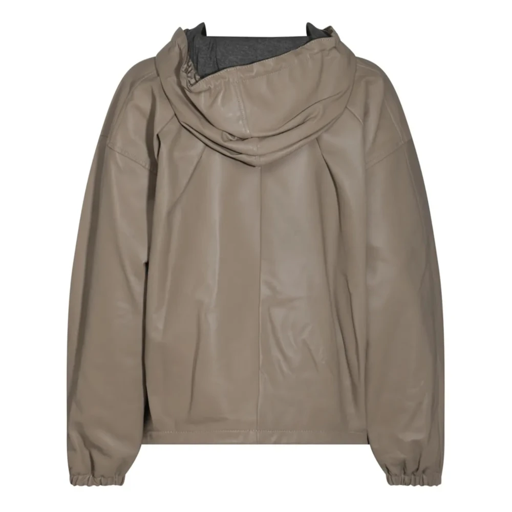 add Stenen Leren Hoodie Jas Gray Dames