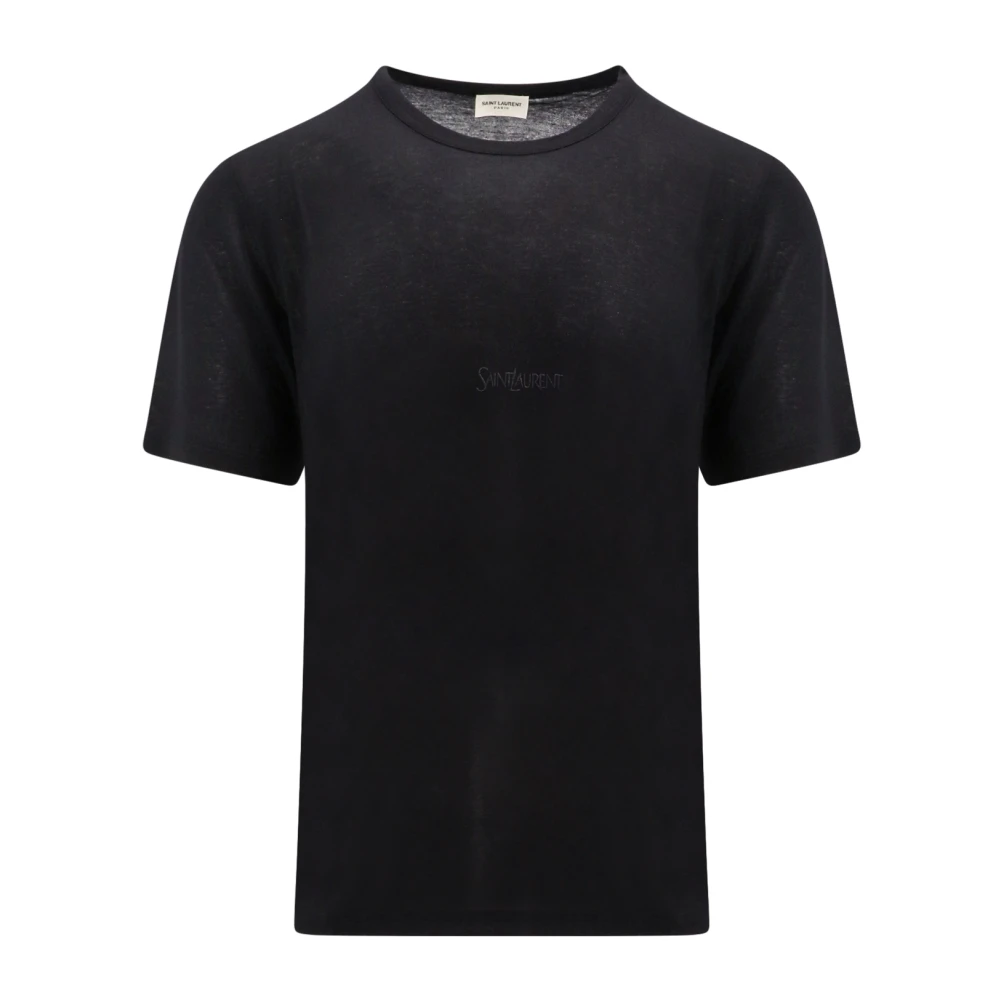 Saint Laurent Black T-Shirts, Male, L, Logo Tee For Men
