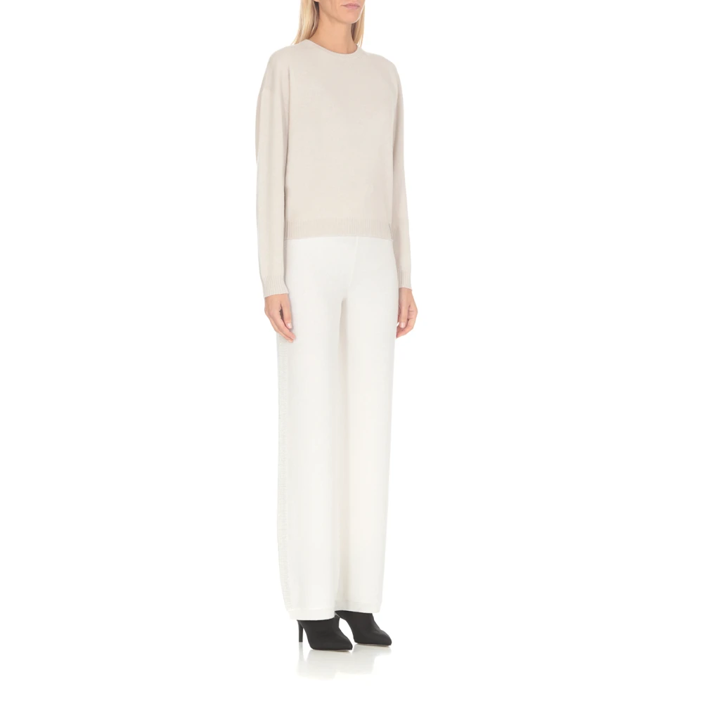 PESERICO Ivoor Wol en Zijden Broek Beige Dames