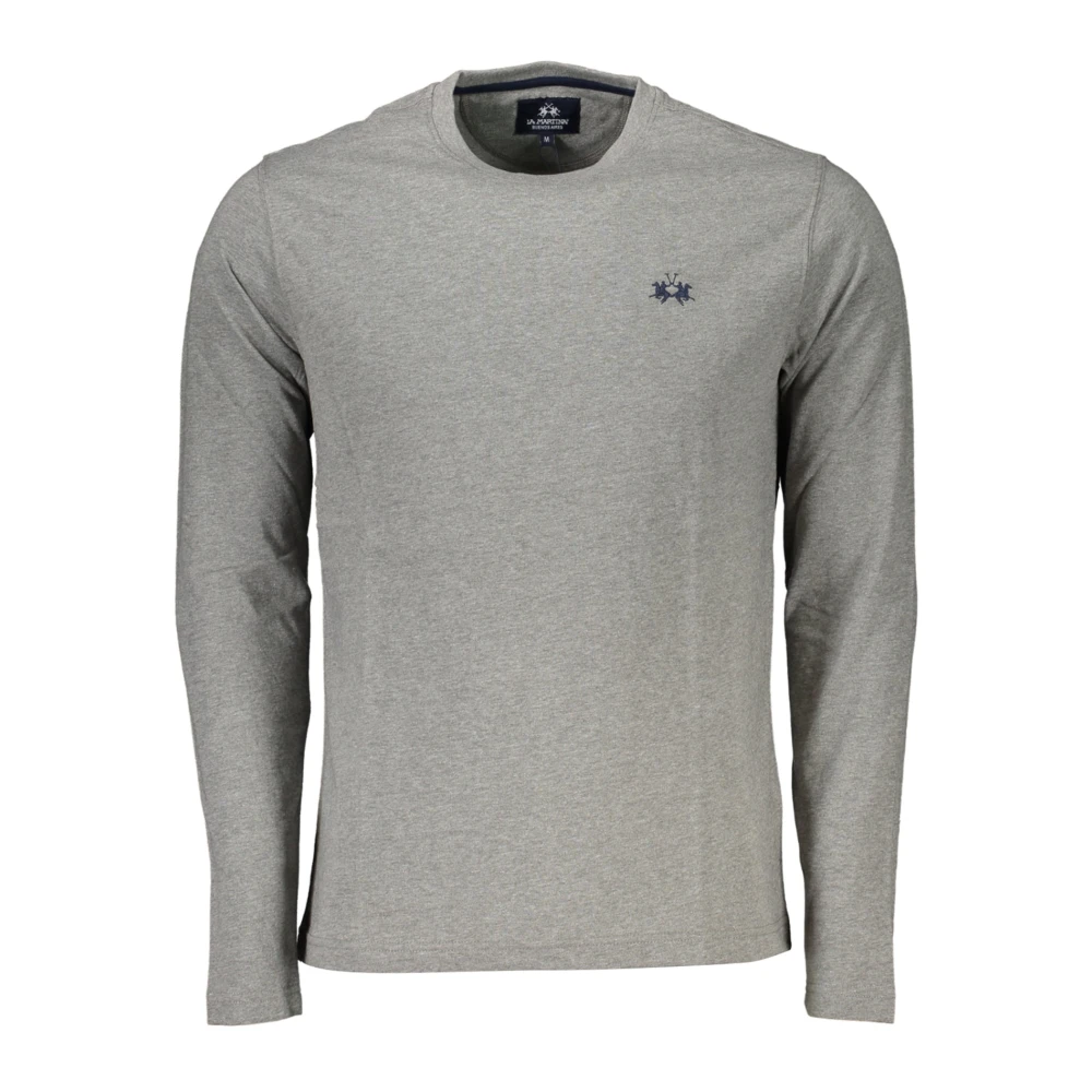 LA MARTINA Lange Mouw T-shirt met Logoprint Gray Heren
