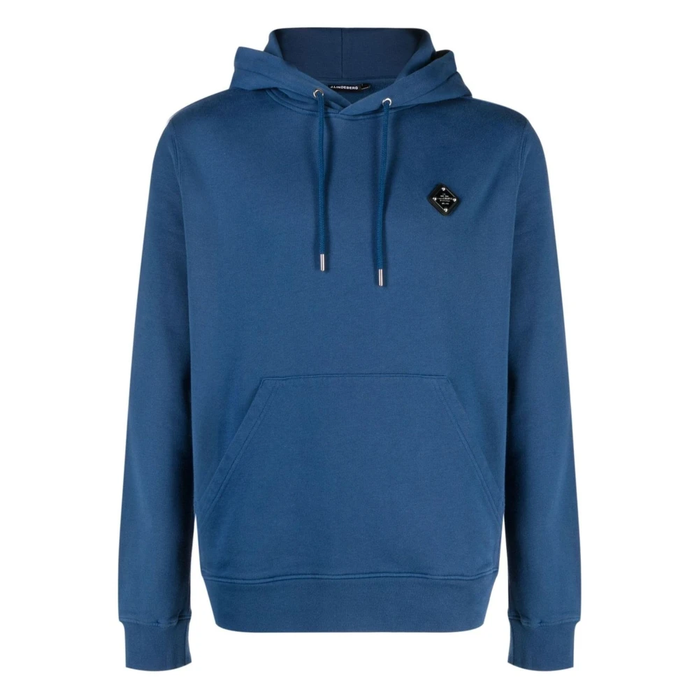 J.LINDEBERG Blauwe Patch Hoodie Sweater Casual Stijl Blue Heren