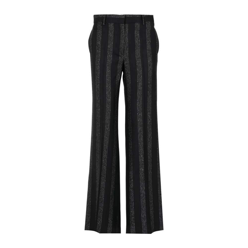 Msgm Zwarte Wijde Pijp Wollen Broek Black Dames