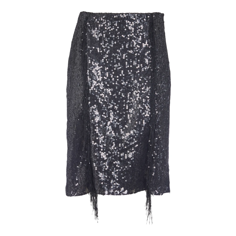 Msgm Zwarte knielange rok voor vrouwen Black Dames