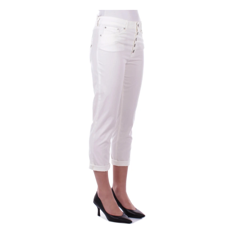 Dondup Witte broek met knoopsluiting White Dames