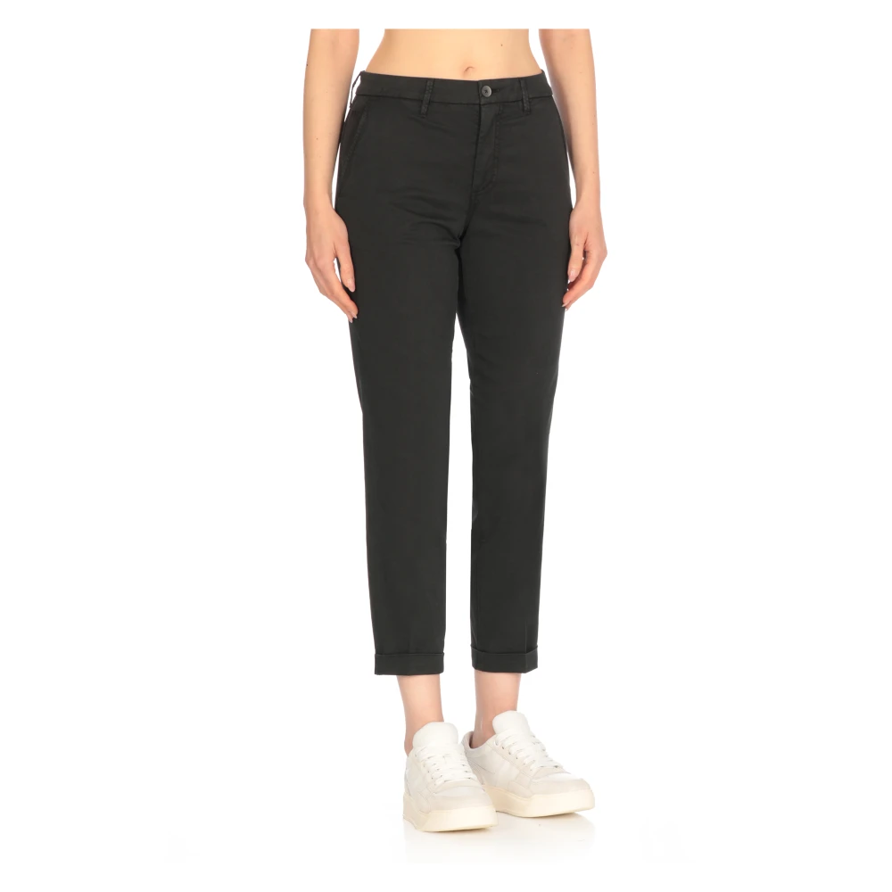 Fay Zwarte katoenmix broek met zakken Black Dames