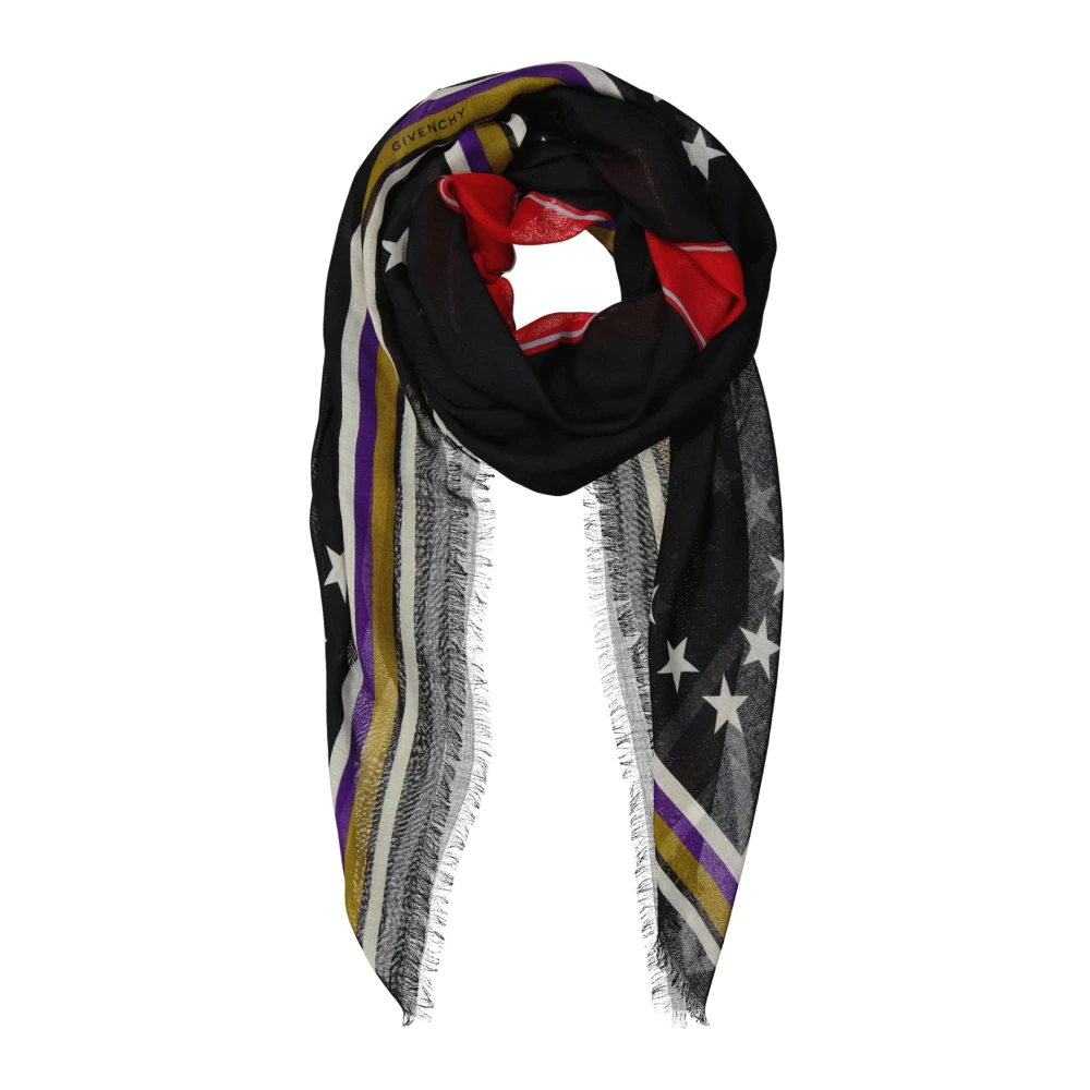 Givenchy Zwart sterrenprint kasjmier zijden sjaal Black Dames