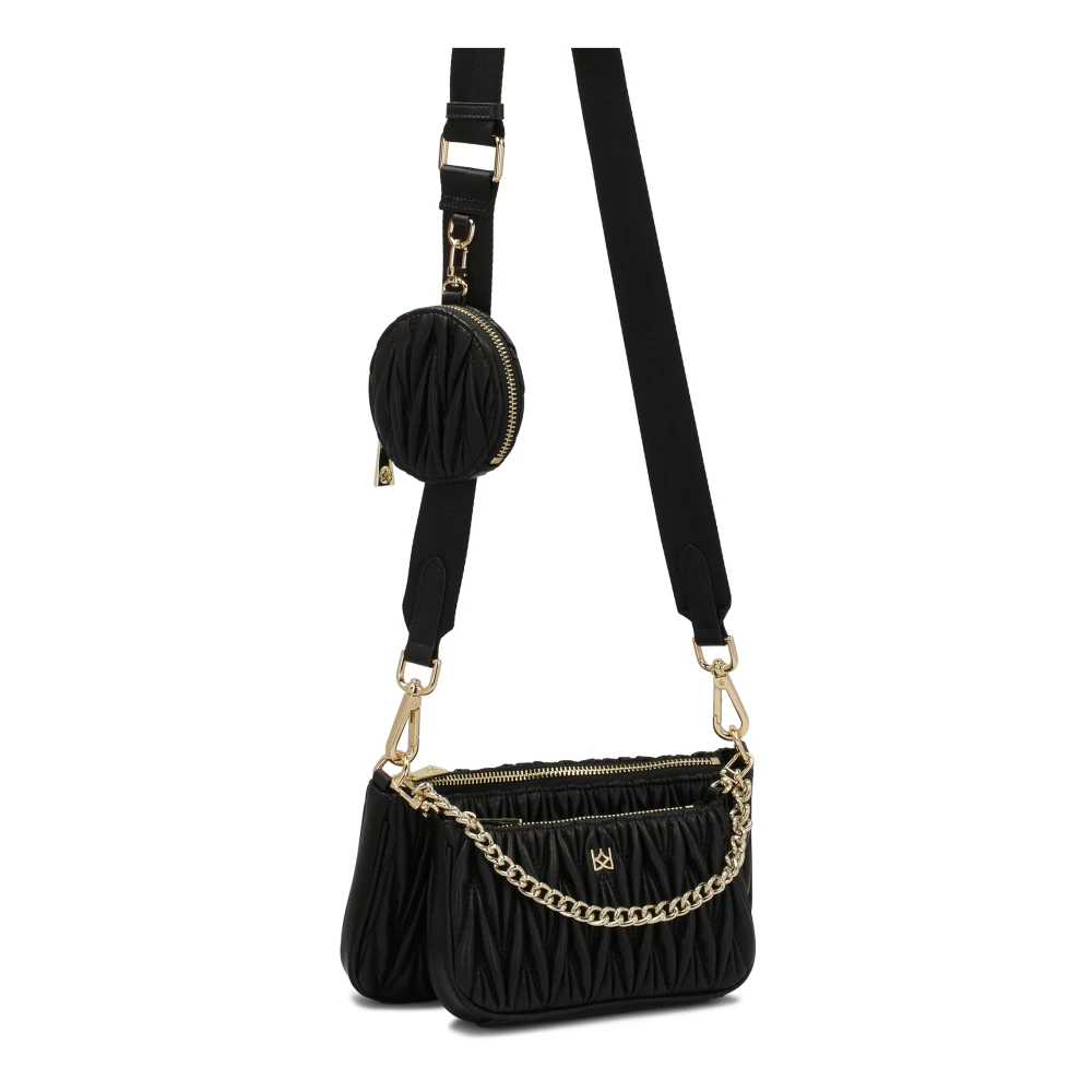 Kazar Zwarte driestuks handtas met een opvallend patroon Black Dames