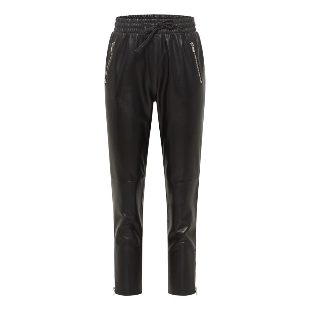 Carlo Colucci Women's Black Chic Leather Trousers - Leather Trousers - S - Trousers