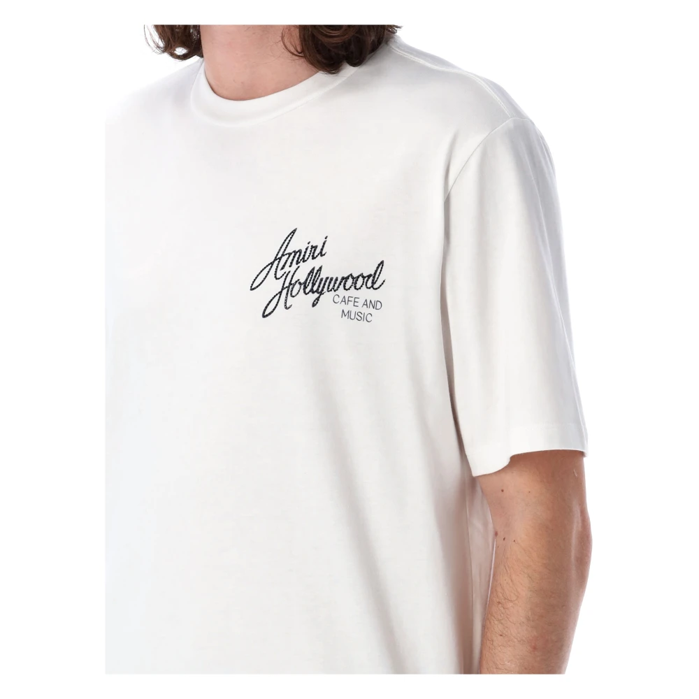 Amiri Ivoor Hollywood Tee met Strass Versieringen White Heren