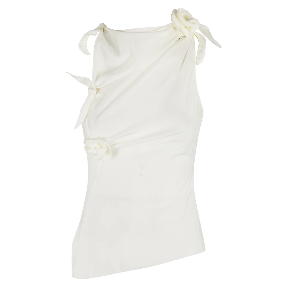 Coperni Bloemige Asymmetrische Top White Dames