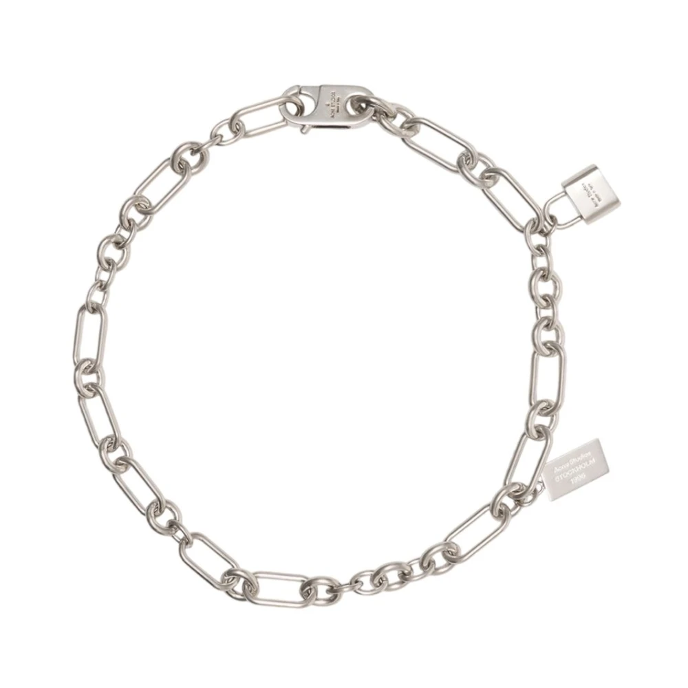 Acne Studios Men's Gray Padlock Chain Necklace - Necklaces - One Size - Accessories